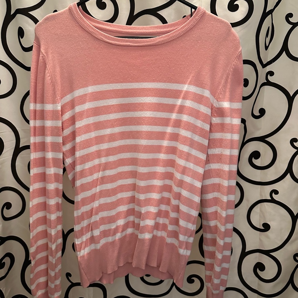 Pink and White Striped Sweater